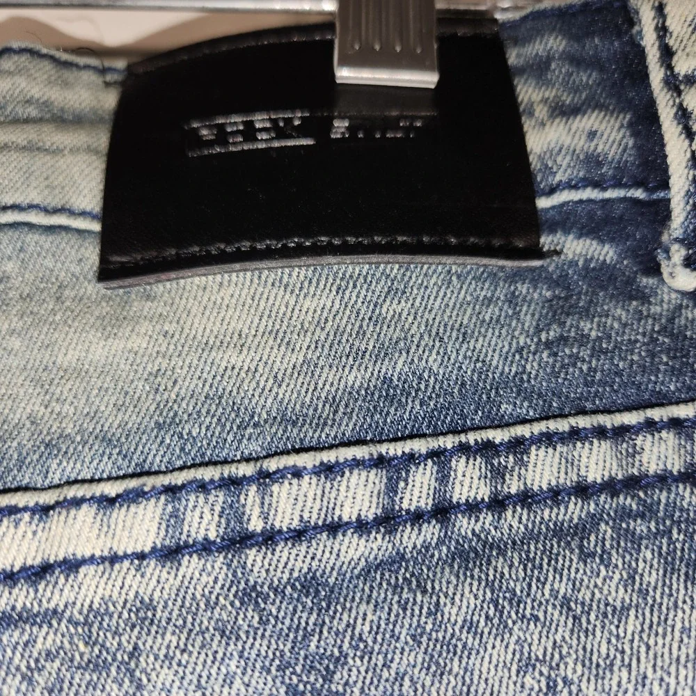 ROCK SALT Denim Shorts Mens 32 Blue Distressed Ripped Raw Hem Streetwear Jean